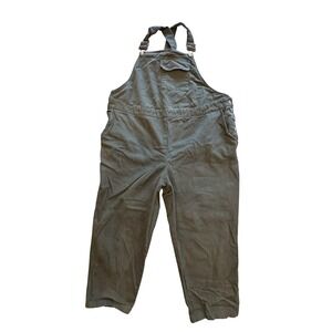 SHEIN Olive Green Corduroy Bib Overalls Women's Size XXL Button Side Cropped